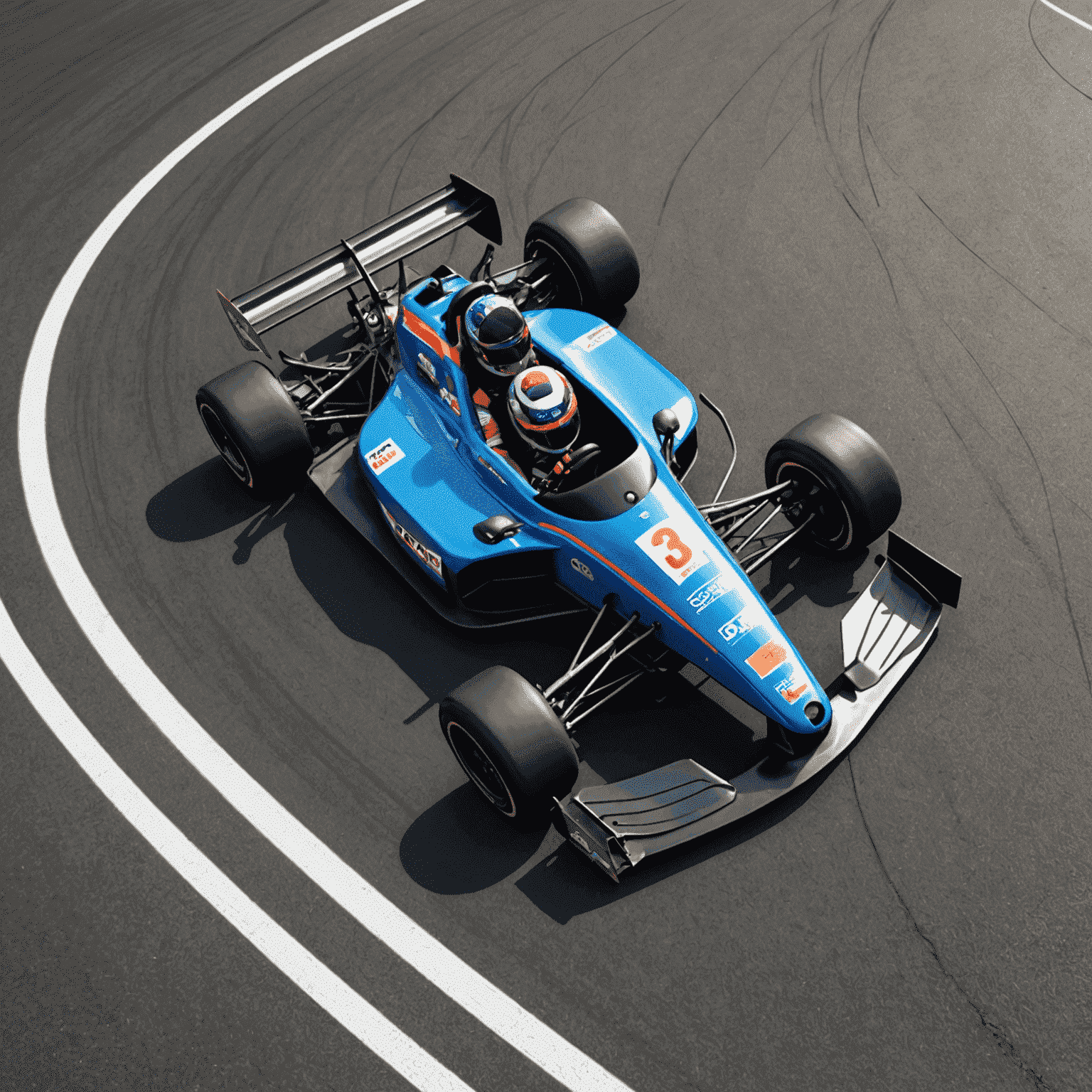 Overhead view of a kart perfectly hitting the apex of a corner, with racing line illustrated